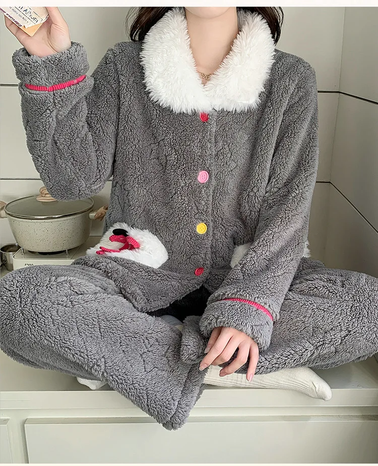 

Women's Clothing Pajamas Winter Keep Warm Comfortable At Home Outdoors Sleep Leisure Long Sleeves Pants Suit Exquisite Fashion