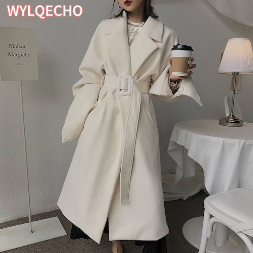 Winter Long Oversized Woolen Coat for Women Lapel Loose Padded Plush Imitation Mink Coat Stylish Black Women Clothes Streetwear