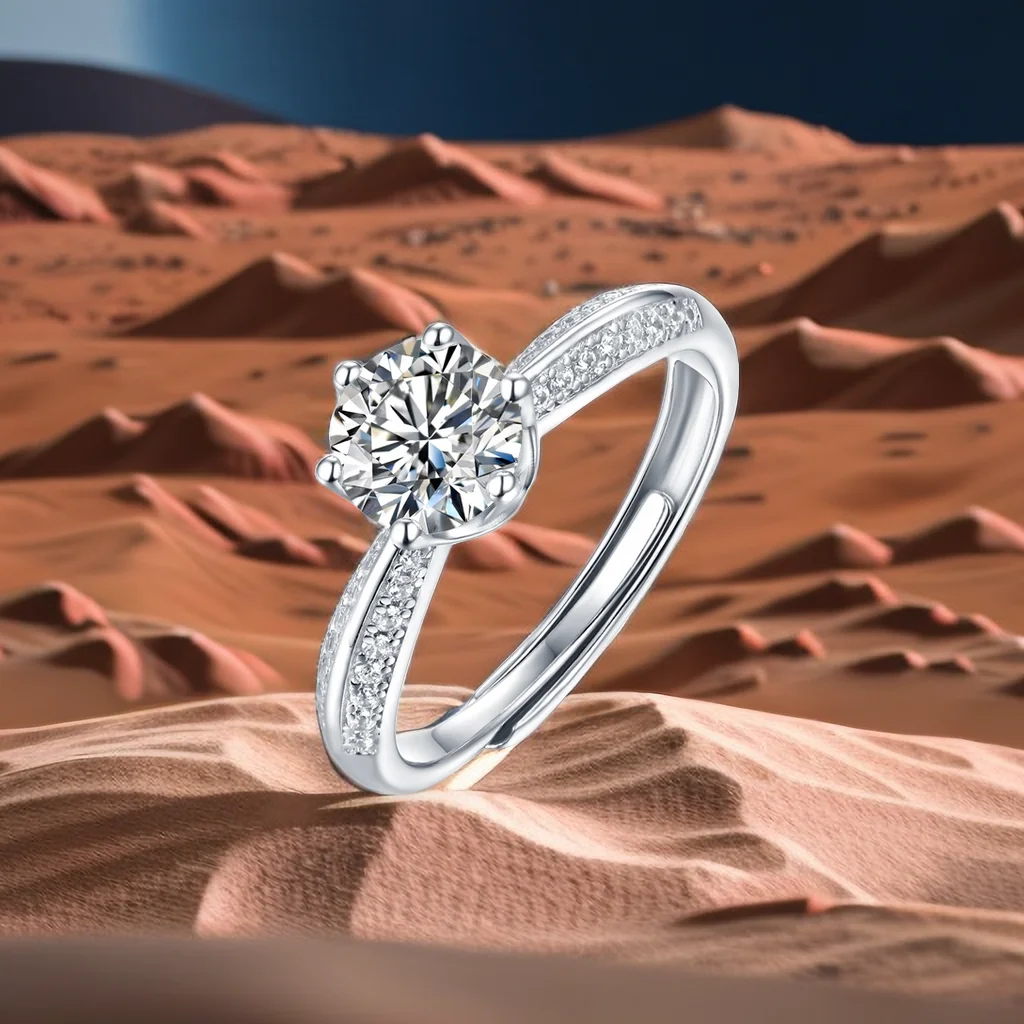 (GRA Certification)Moissanite ladies ring S925 silver tray, opening design, suitable for Love, Model R4149-808