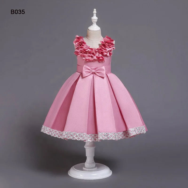 

Jancember B035 High Quality 3d Floral Flower Sequined Cute Bow Lace Cake Flower Dress