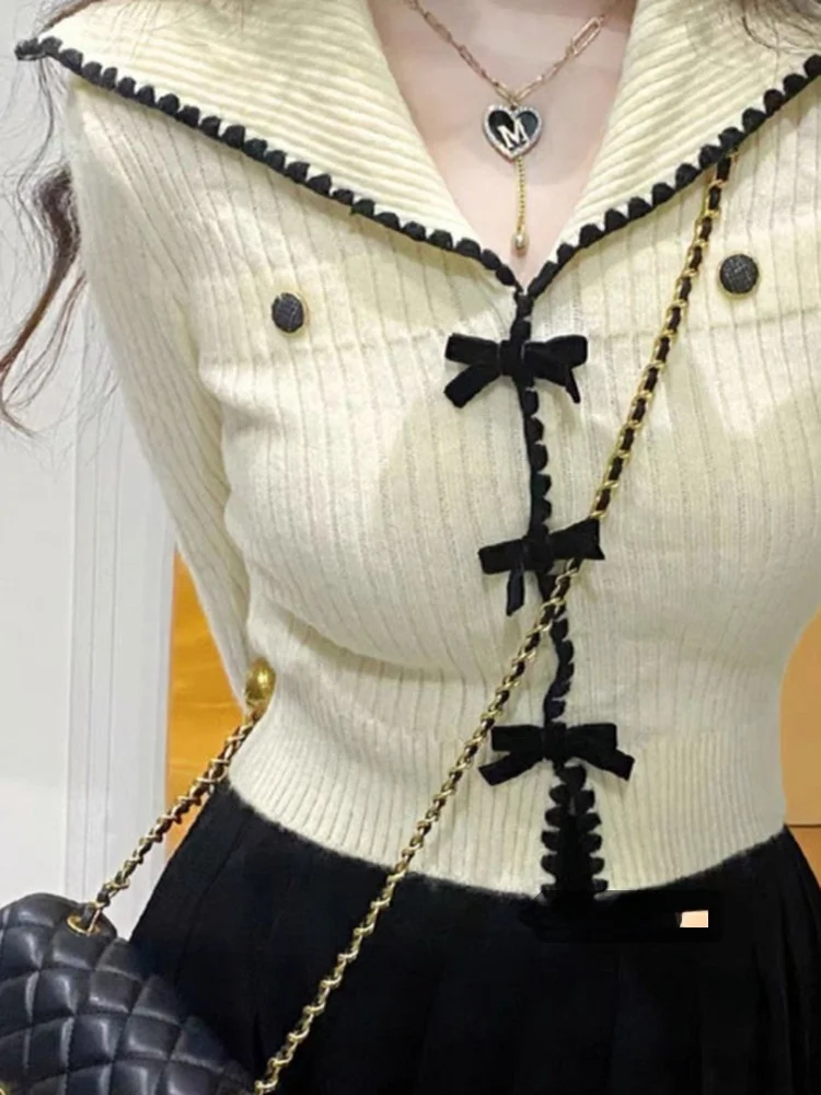 

Новый женский вязаный кардиган в стиле колледж с воротником-стойкой, приталенный, с длинными рукавами, на пуговицах, весенняя верхняя одежда