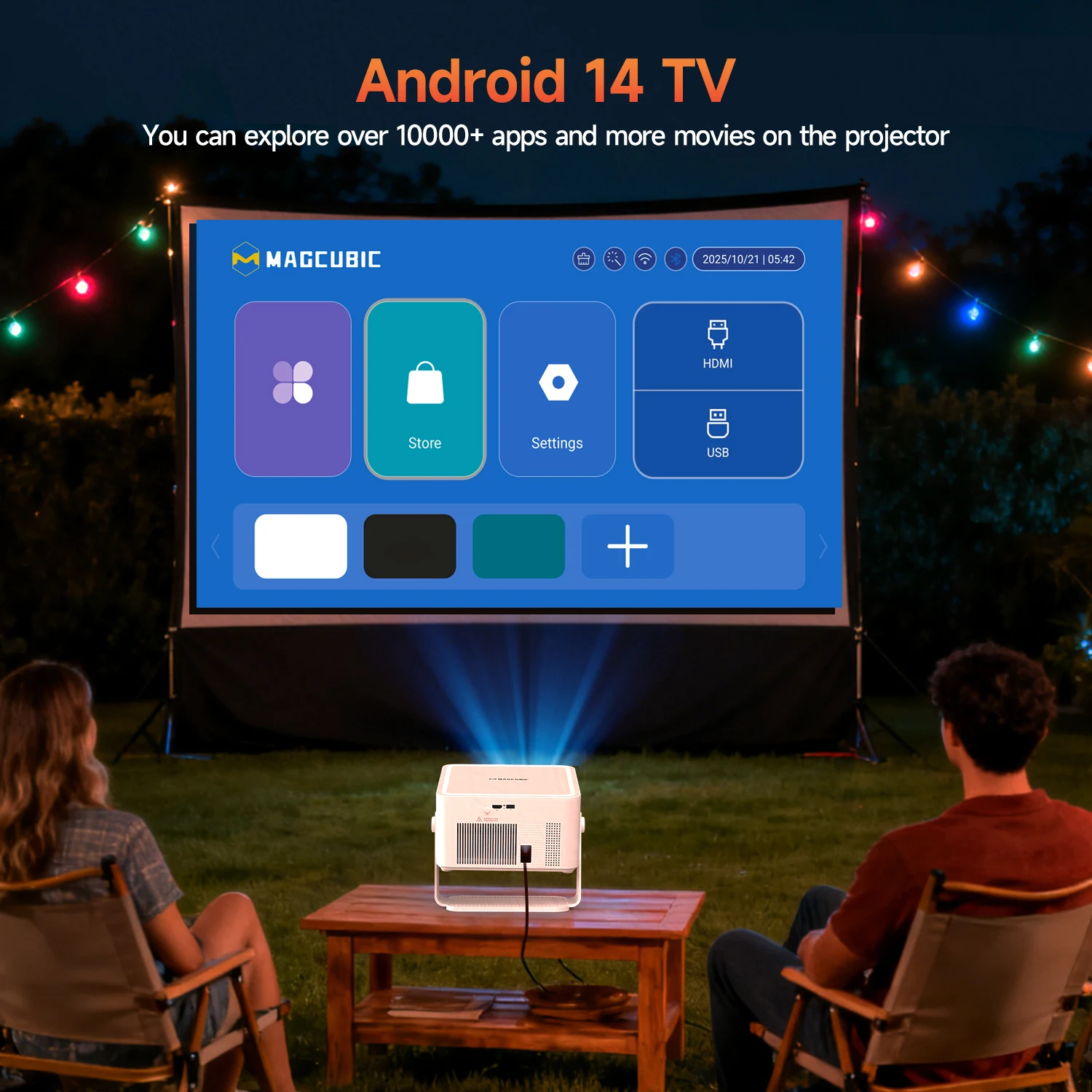 Magcubic HY450MAX Tragbarer Outdoor-Projektor 1100ANSI 1080P Autofokus 8K-Unterstützung Android 14 WiFi6 Beam Mini-Projektor – Detail 8