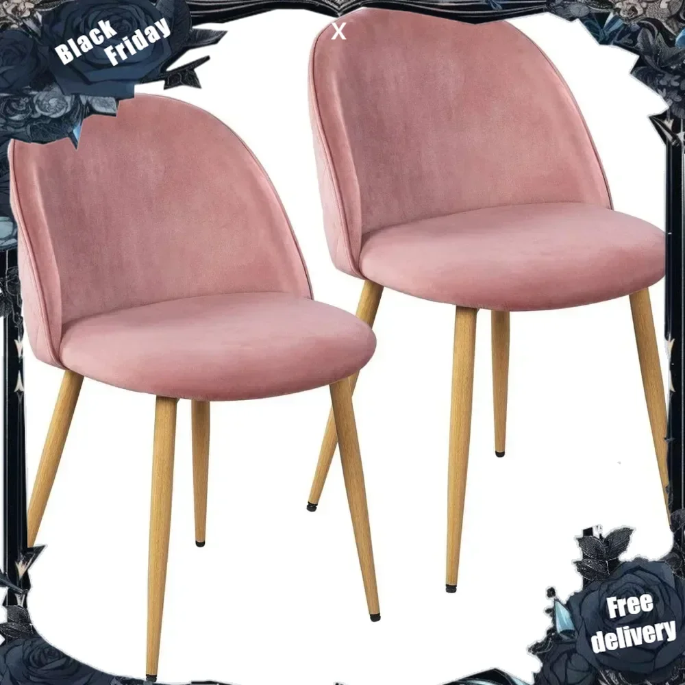 

Dining Chairs Pink Upholstered Side Chairs Kitchen Chairs with Soft Velvet Seat Backrest