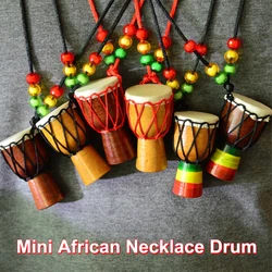 1pc Handcrafted African Drum Necklace Key Pendant Percussion Musical Instrument Tambourine Creative Jewelry For Women And Girls