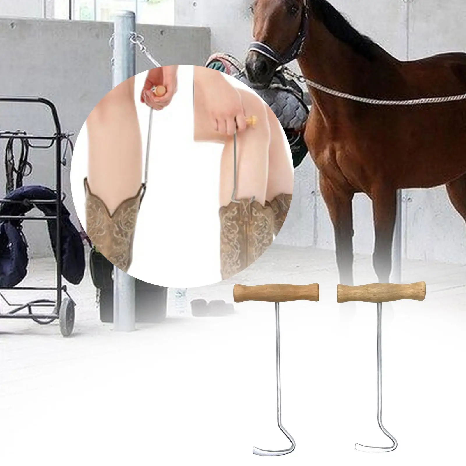 2 قطعة السنانير التمهيد لوازم مستقرة أدوات الفروسية العملي سهلة التعامل مع الخشب مقبض ركوب الخيل التمهيد تسحب ل كاوبوي التمهيد #1