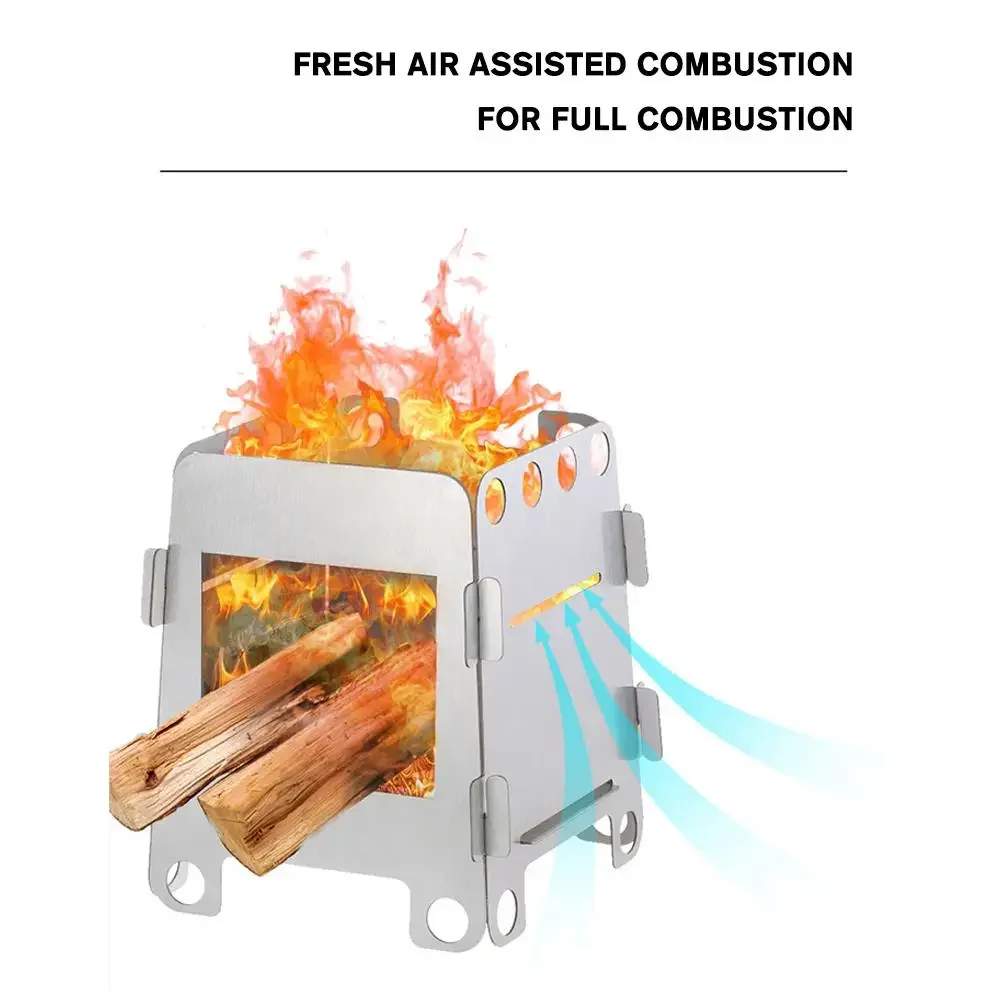 

Folding Camping Wood Stove With Steel Lightweight Firewood Stove For Outdoor Hiking Traveling Portable Bbq Picnic tool Stanluck