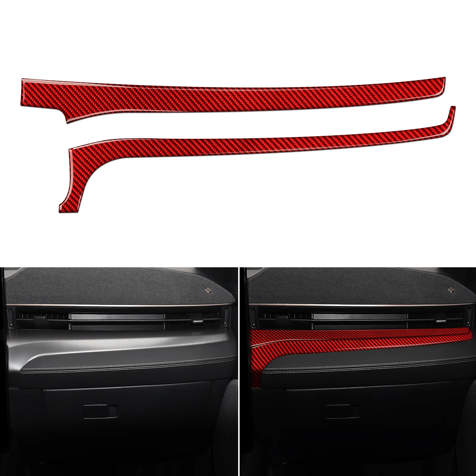 Soft Carbon Fiber Interior Sticker. Car Dashboard Decorative Strips. For Ford Mustang Mach-E (2021-2027) Trim Accessories. view 6
