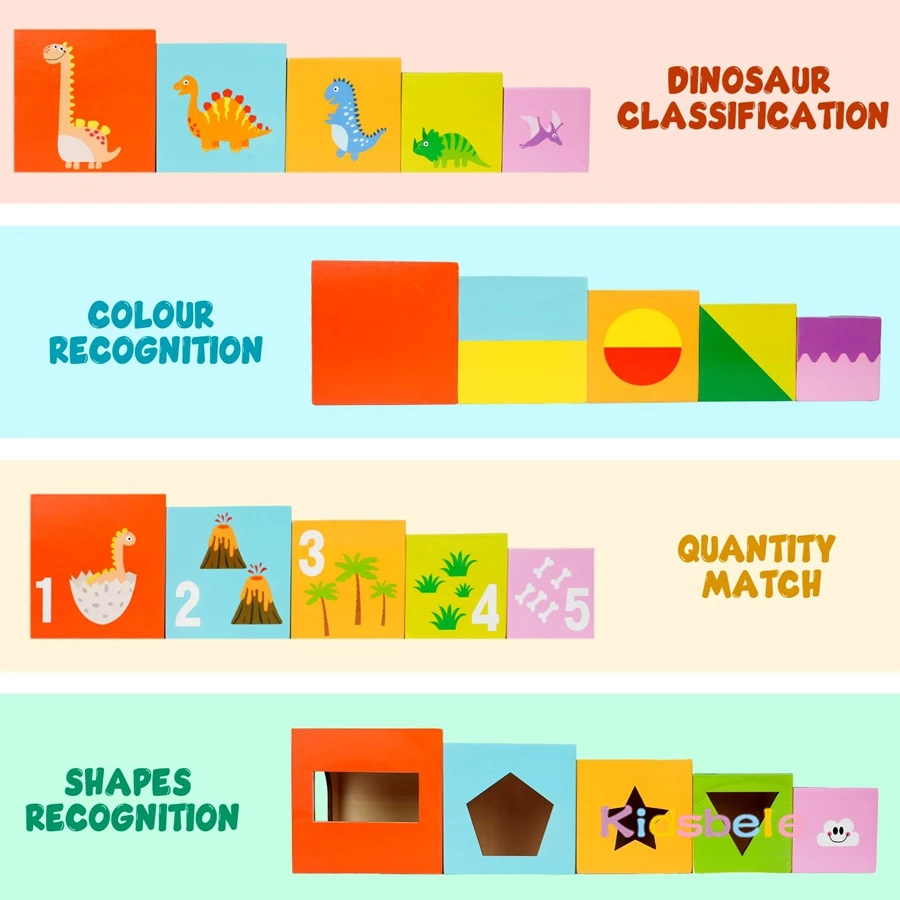 5 pièces boîtes en bois tour empilable enfant Montesorri couleur forme reconnaissance jouet cartes Flash correspondant cadeau apprentissage précoce jouet sensoriel