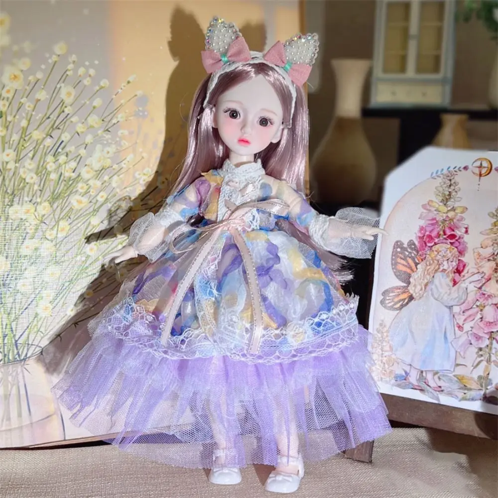 Joendoc-Robe de princesse avec robe de mariée pour enfants, jouet mobile attrayant, BJD Butter 3D, cadeaux d'anniversaire exquis pour enfants, 30cm