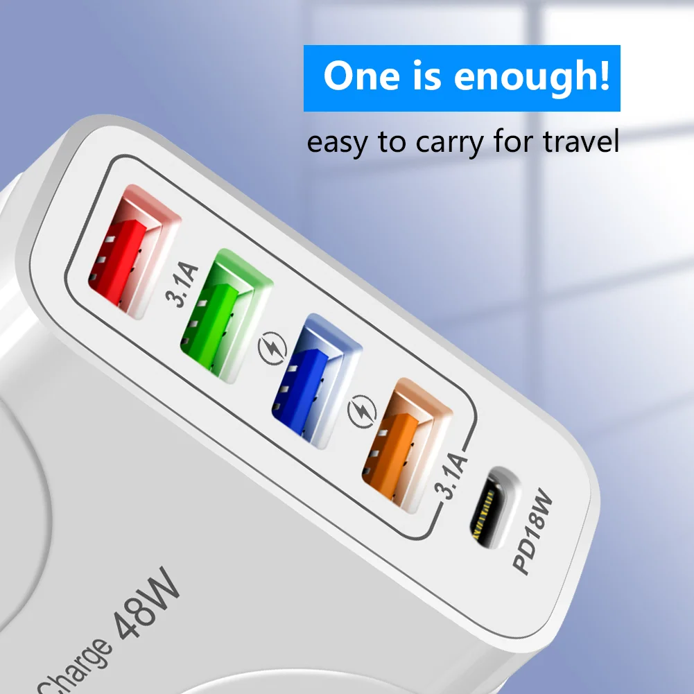 USB Charger Quick Charge 3.0 48W PD Phone Adapter for iPhone 13 Pro Max Tablet Portable Wall Mobile Charger Type C Fast Charger