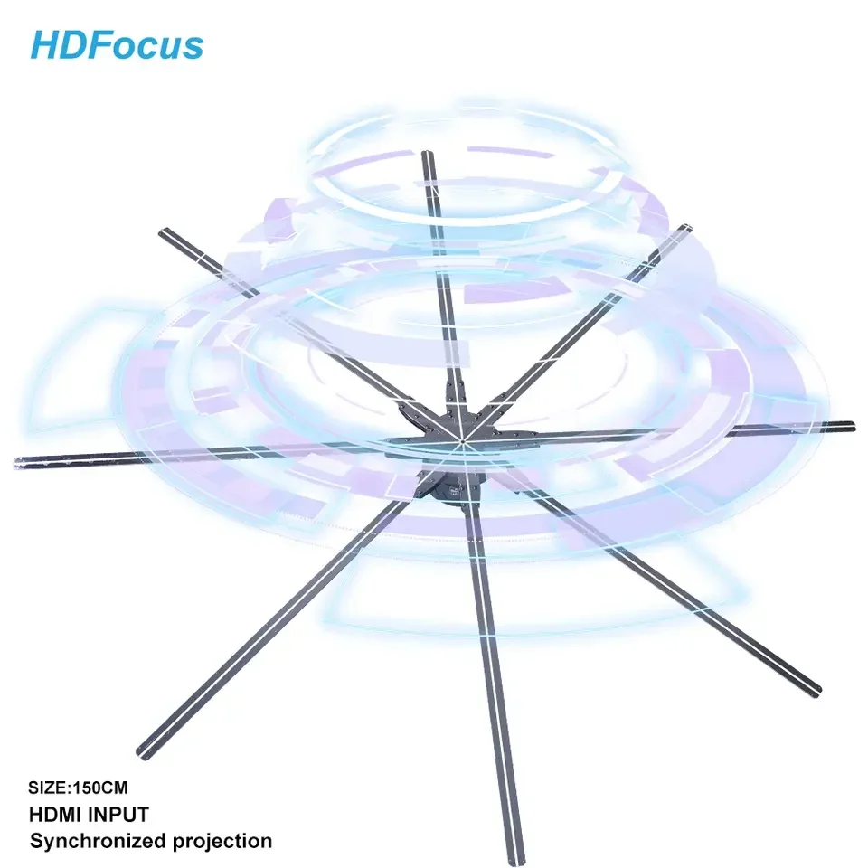 150Cm Big 3D Hologram Fans Hdmi-Synchronization Computer Holograma Projector 3D Interactive Hdmi-Input Led Hologram 3D