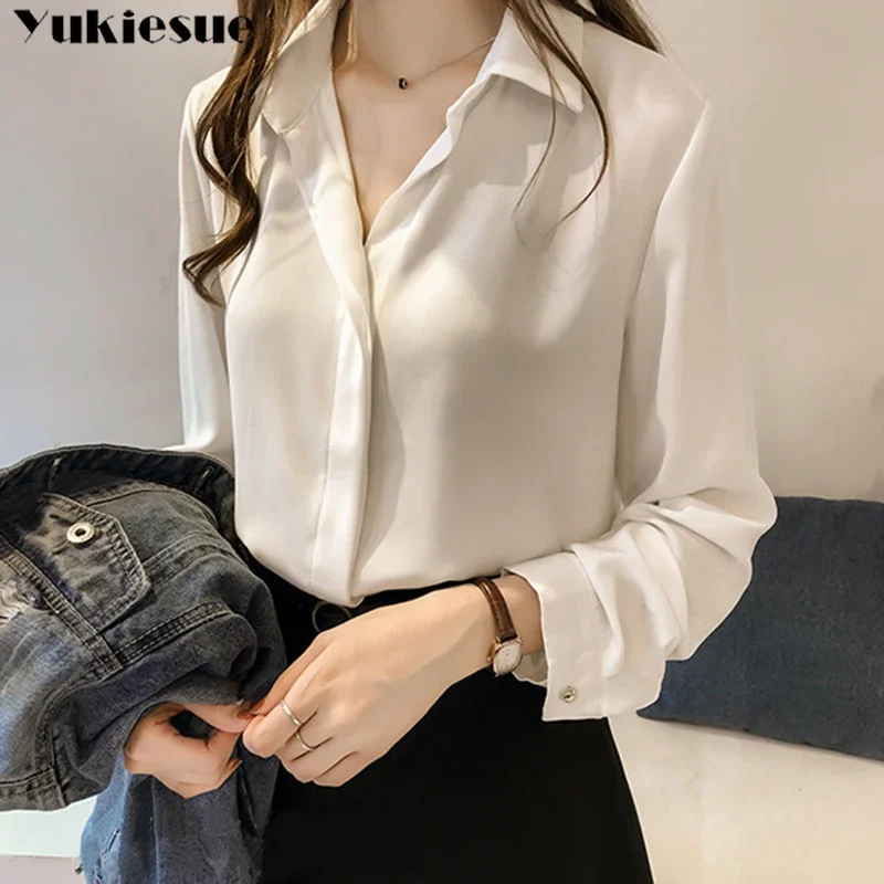 

fashion woman blusas mujer elegantes 2021 summer white Long sleeve Women's shirt Top blouses and shirts women tops clothes
