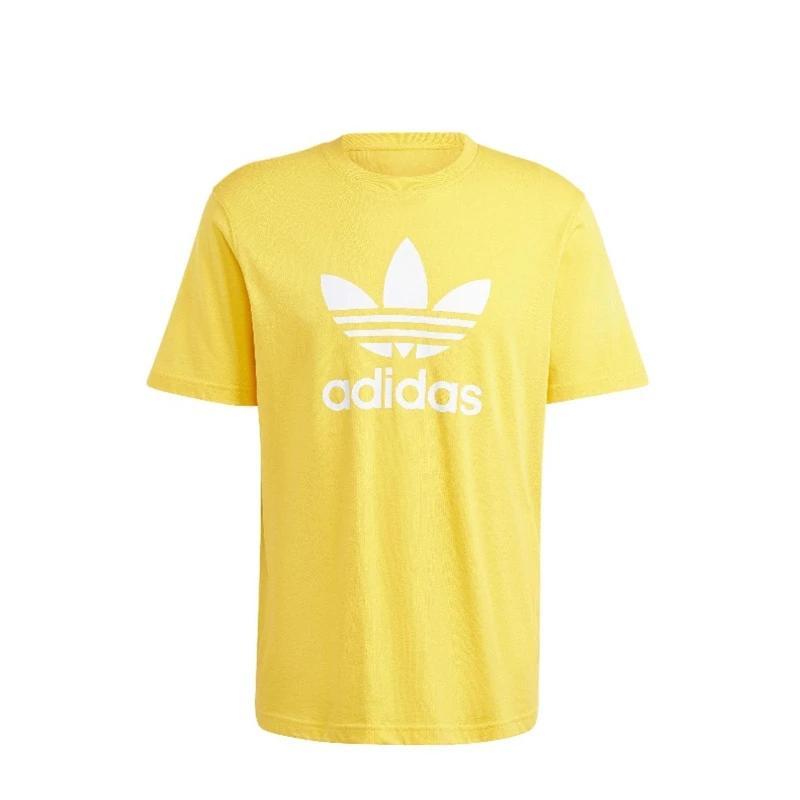 Adidas Originals Adicolor Trefoil Boxy Tee Letter Logo Printed Short Sleeve T-shirt Perfect Gift for Men and Women Alike Yellow