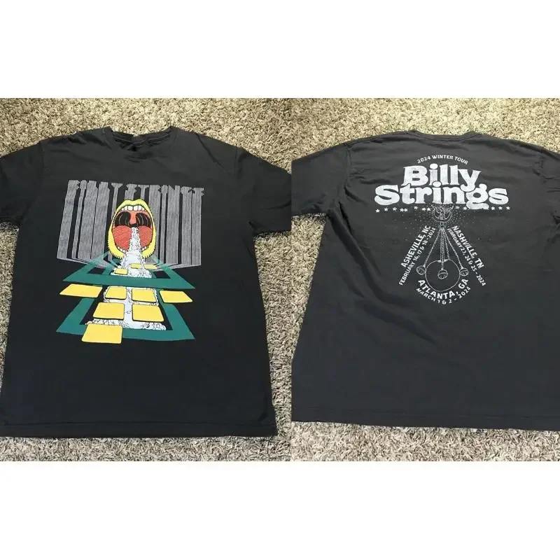 Billy Strings 2024 Winter Tour T-Shirt Schwarz Doppelseitig Alle Größen