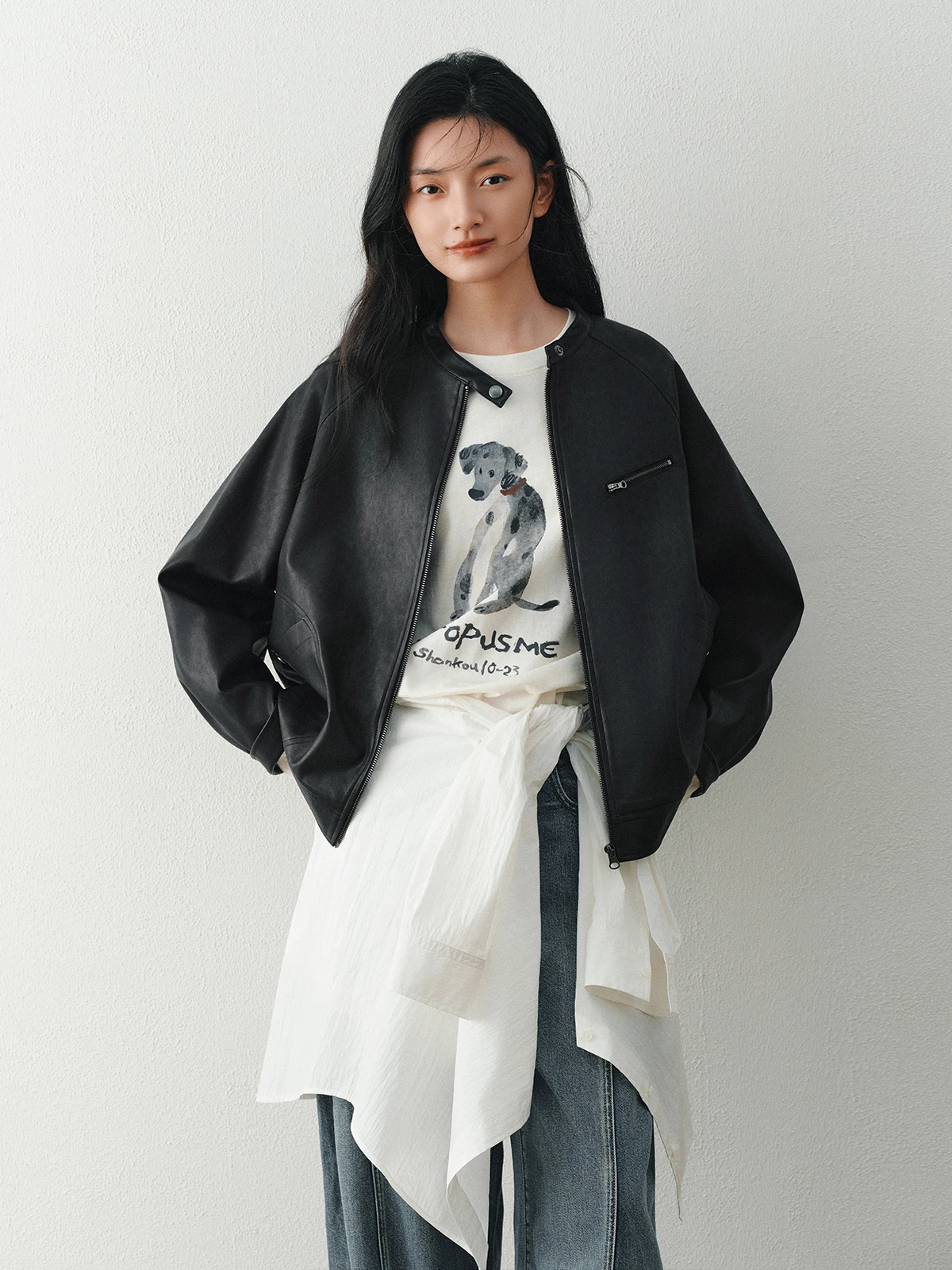 

Оригинальная повседневная мотоциклетная кожаная куртка Bla, свободная посадка Octopusme, молодежное модное пальто из искусственной кожи для женщин