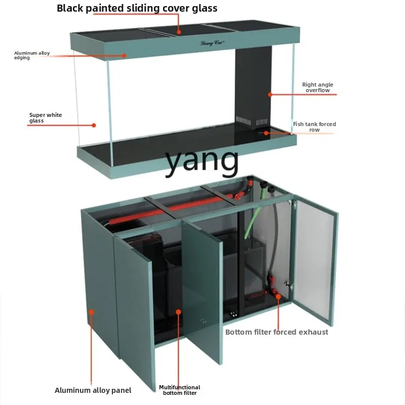 

yjq Office Fish Tank Decai Dragon Fish Tank Bottom Filter Fish Tank All Aluminum Upgrade Second Generation