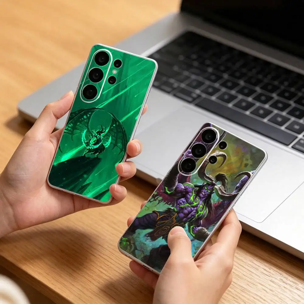 W-WOW ELF Demon Hunter I-Illidan Clear Hard Phone Case For Samsung S25,24,23,22,21,10,9,Ultra,Plus,Lite Transparent Cover