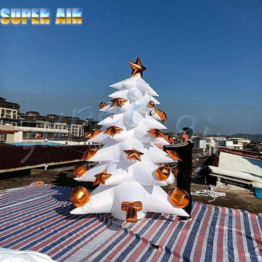 Hign-quality oxford cloth inflatable white Christmas tree for Christmas activities snowman winter yard decoratio