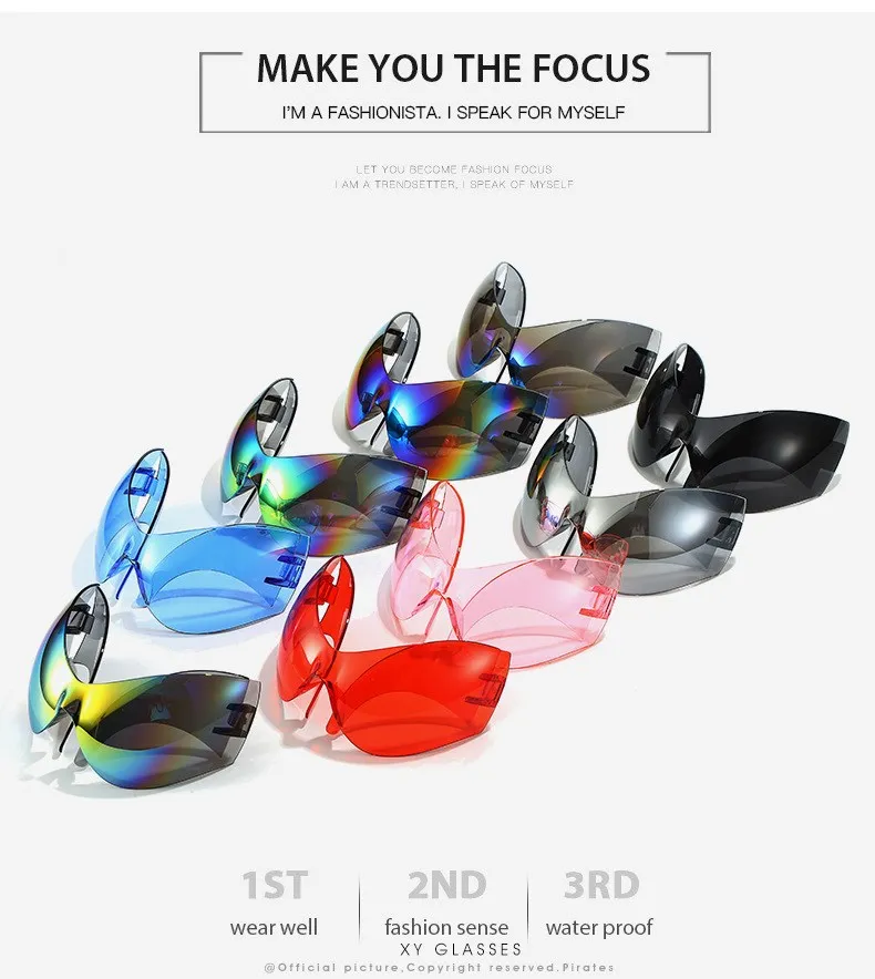Übergroße y2k Punk Sport Sonnenbrille Frauen Männer Luxusmarke Steampunk einteilige Sonnenbrille für Dame wind dichte Brille uv400 – Detail 3