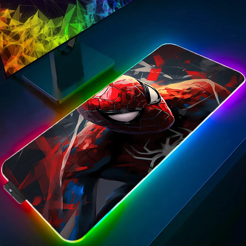 

RGB LED Spider-Man Anime Mouse Pad Gamer Keyboard Pad Desk Mouse Mat Carpet Rubber Tapis Souris Gaming Notbook PC Mousepad