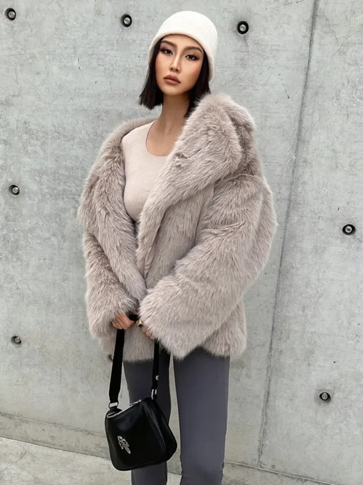 Faux Fur Coat Women Winter 2024 Long Plush Coats Luxury Fluffy Jacket Artificial Mink Fur Jacket Furry