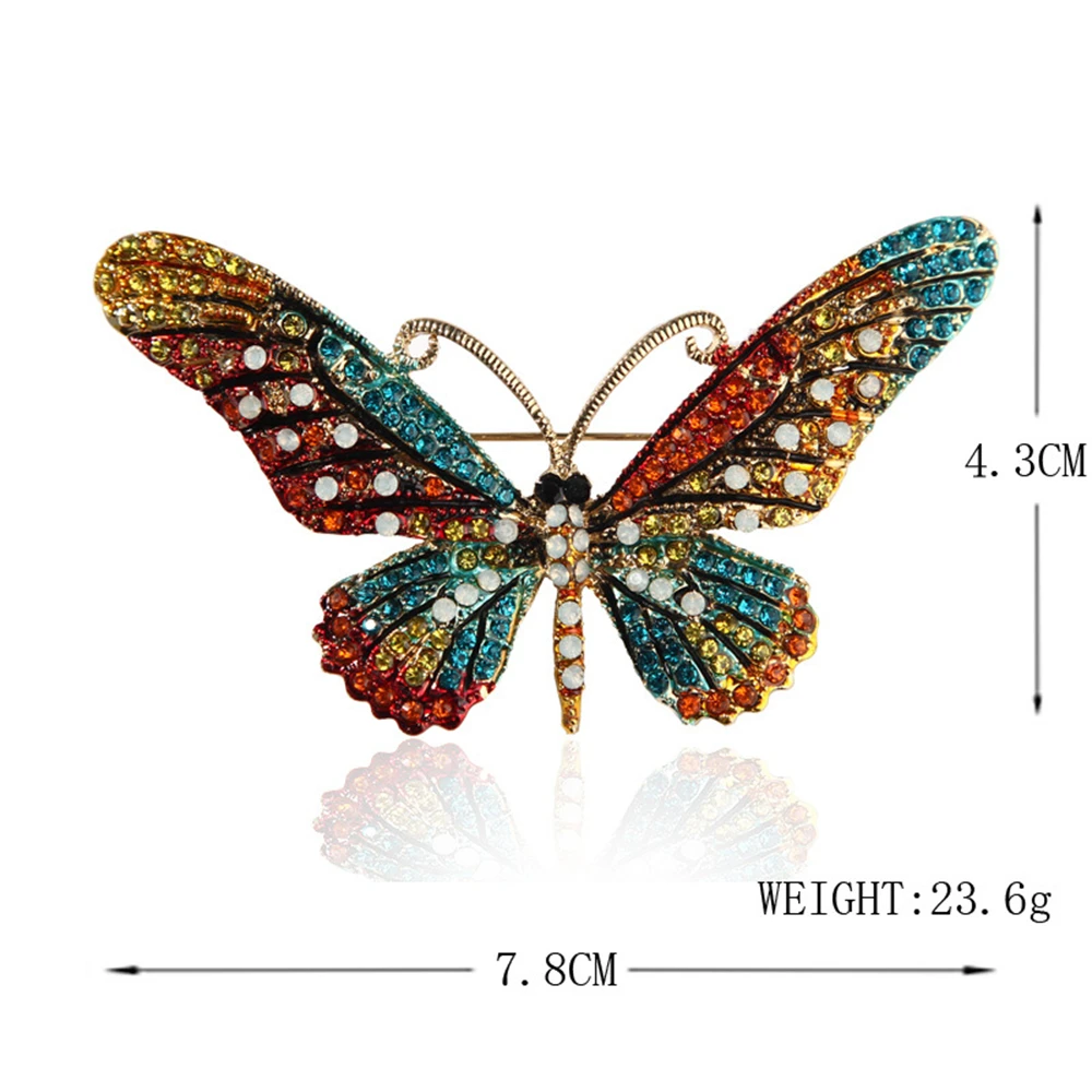 Colorful Butterfly Brooches Crystal Rhinestones Metal Enamel Pins Flying Insect Animal Brooch for Women Clothing Jewelry Gifts
