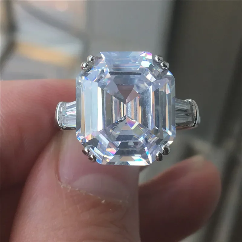 Solitaire ronde geslepen 6ct Lab Diamond Ring 925 Sterling Zilver Engagement Wedding Band Ringen voor vrouwen Bruidsfeest Sieraden Cadeau