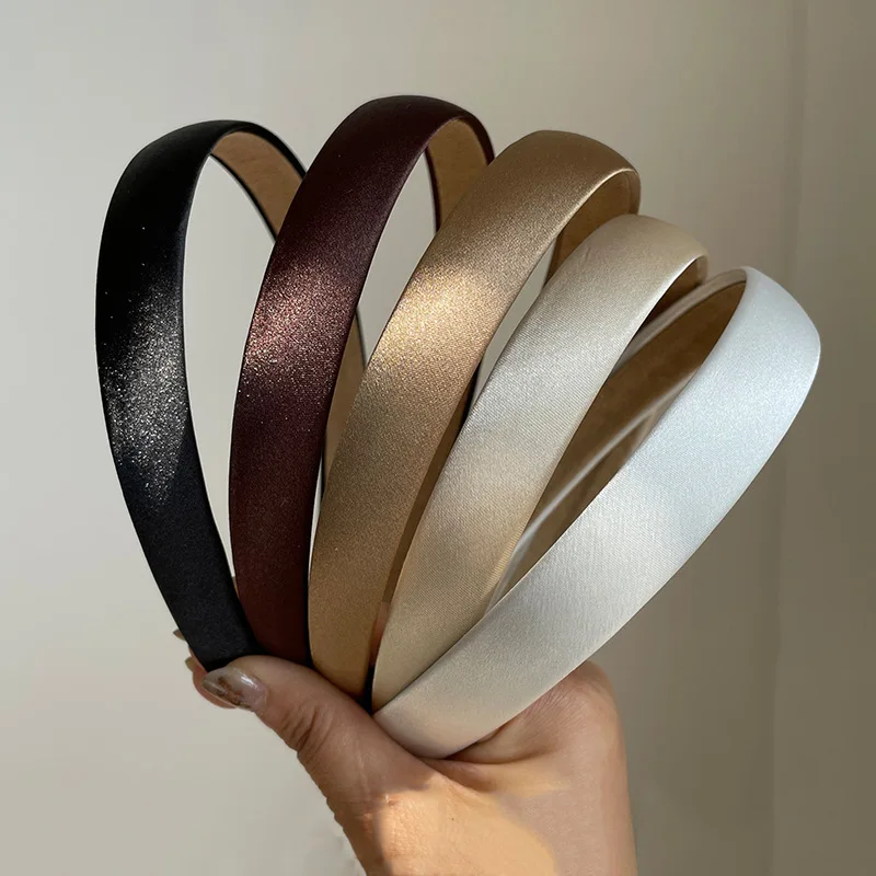 Headband Satin Solid Color French Style Vintage Elegant Women Comfortable Lightweight Multipurpose for Office Daily