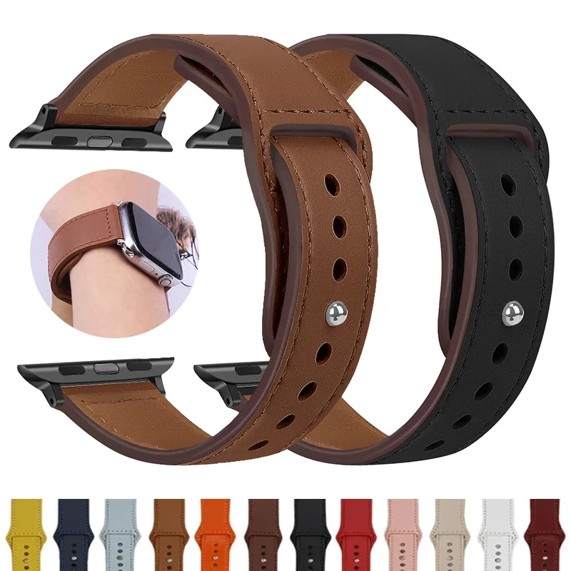 

Кожаные ремешки Pop для Apple Watch Band Ultra 2 49 мм 44 мм 40 мм 38 мм/42 мм 46 мм Браслет IWatch Series 10 9 8 7 3 4 5 6 Se 41 мм/45