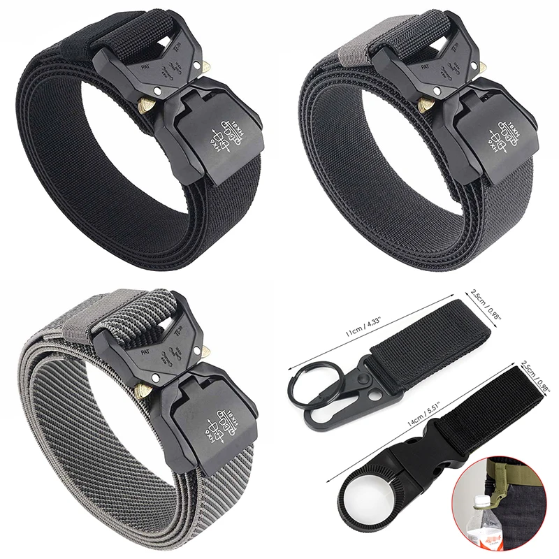 HSSEE 140cm Elastic Belt for Men Aluminum Alloy Buckle Quick Release Tactical Outdoor Belt Male Military Accessories