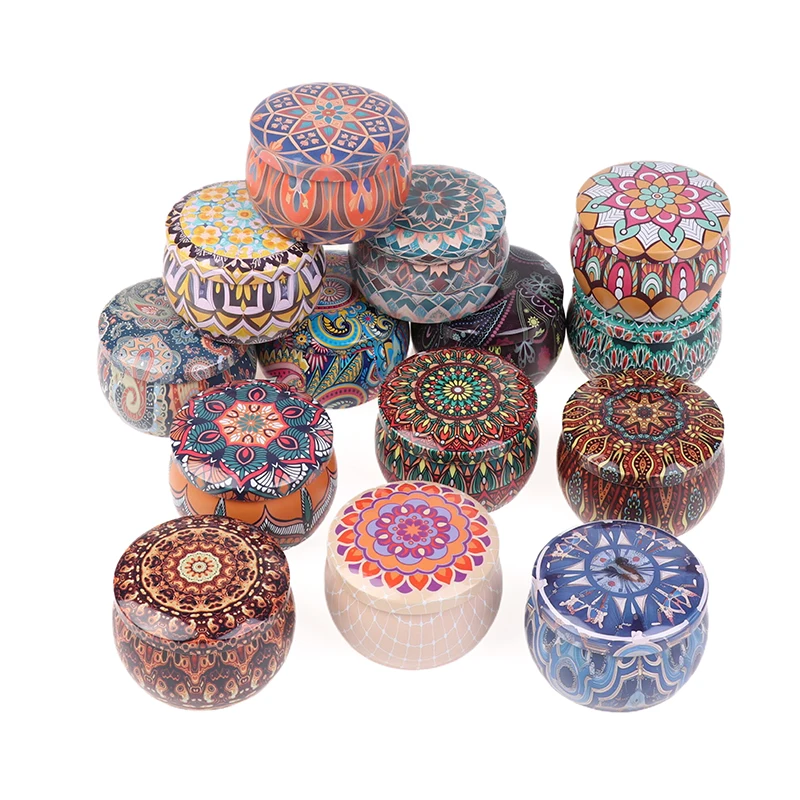 Series 1-Vintage Candle Tin Can Candy Cookie Storage Box Dry Spice Storage Jar For DIY Candle Cosmetic Ointment Making Christmas