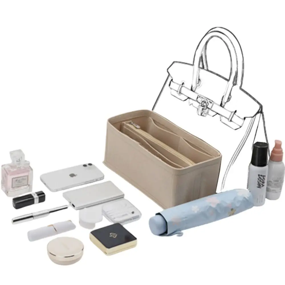 Multi-Pocket Bag Organizer for Birkin25/30/35 Inner Bag Storage Bag Felt Handbag Insert Bag Liner Bag