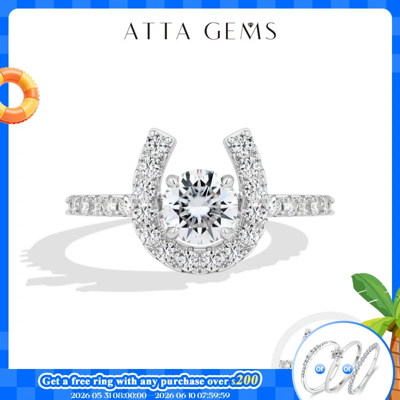 

ATTAGEM Horseshoe Moissanite Ring forWoman 925 Sterling Silver 18k Plated Personalized Ring Timeless Elegance for Every Occasion