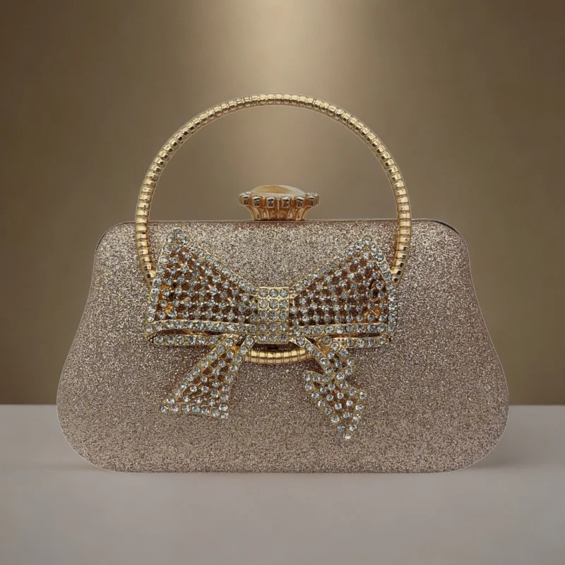 Simple Leather Dinner Hand Carry Bow Banquet Hand Carry Bag Ladies Evening Women's Clutch Bag Handbag Wedding Sacs Marques Luxes