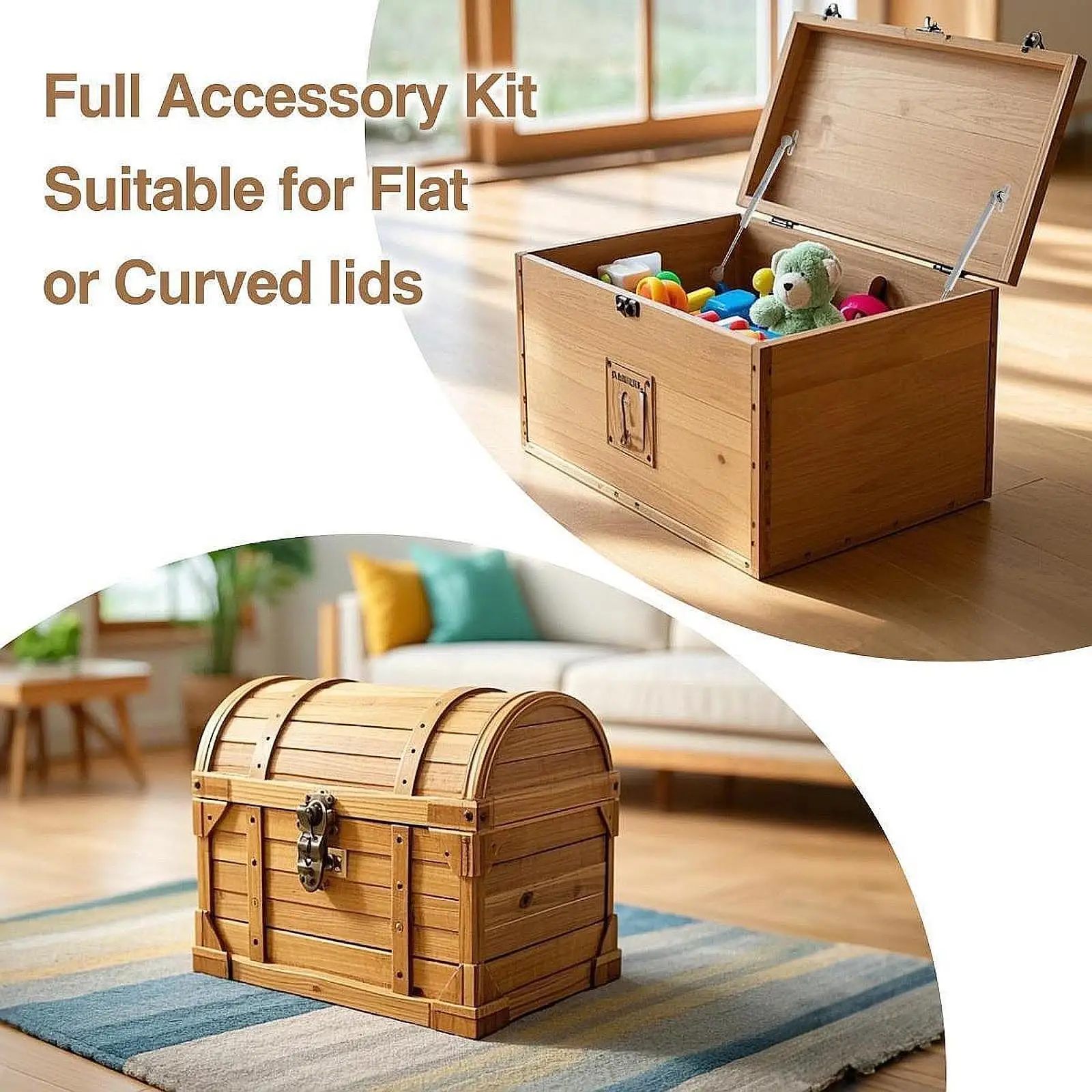 

2x Flat Lid Support Hinges Toy Box Hinges Soft Close Gas Strut Spring Hinges for Heavy Curved Round Arched Flat Lids Wooden Box