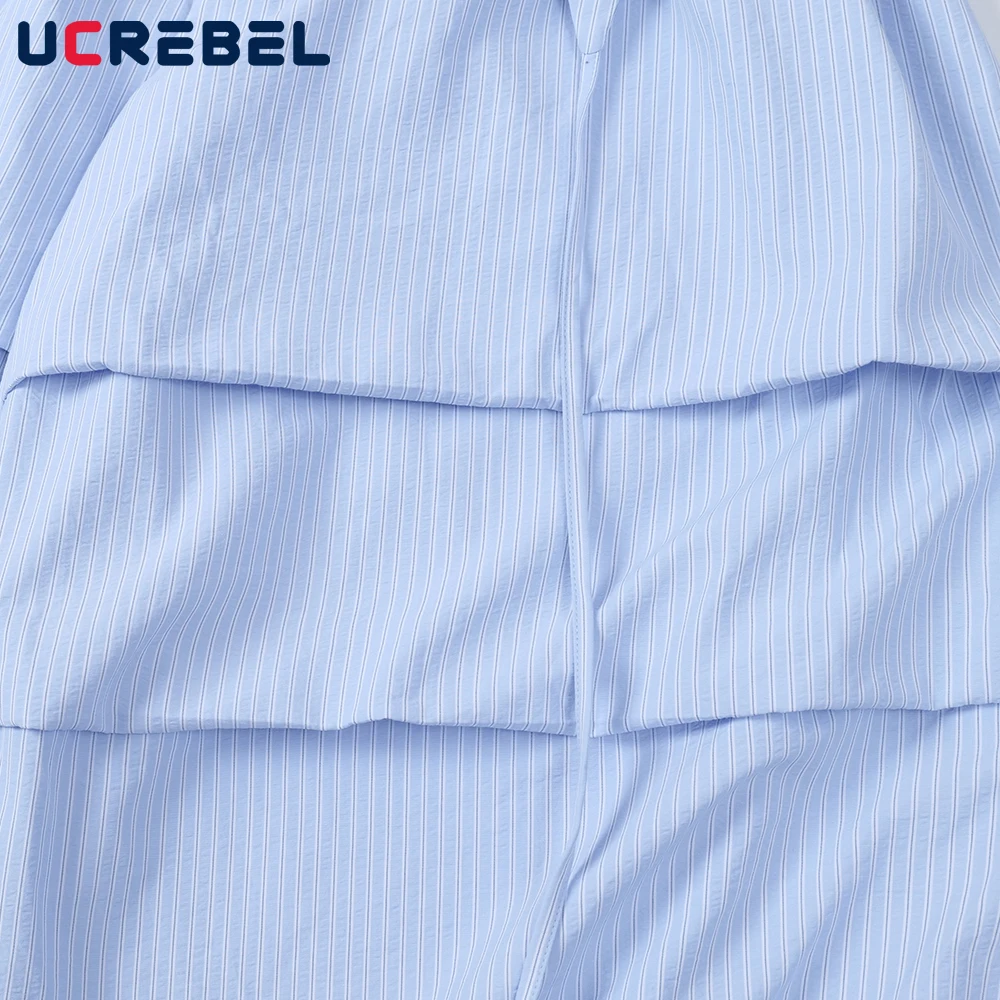 レター刺繍ストライプワイドレッグパンツメンズ取り外し可能バットカーテンヒップホップハイストリートゴムウエストプリーツバギーパンツメンズ