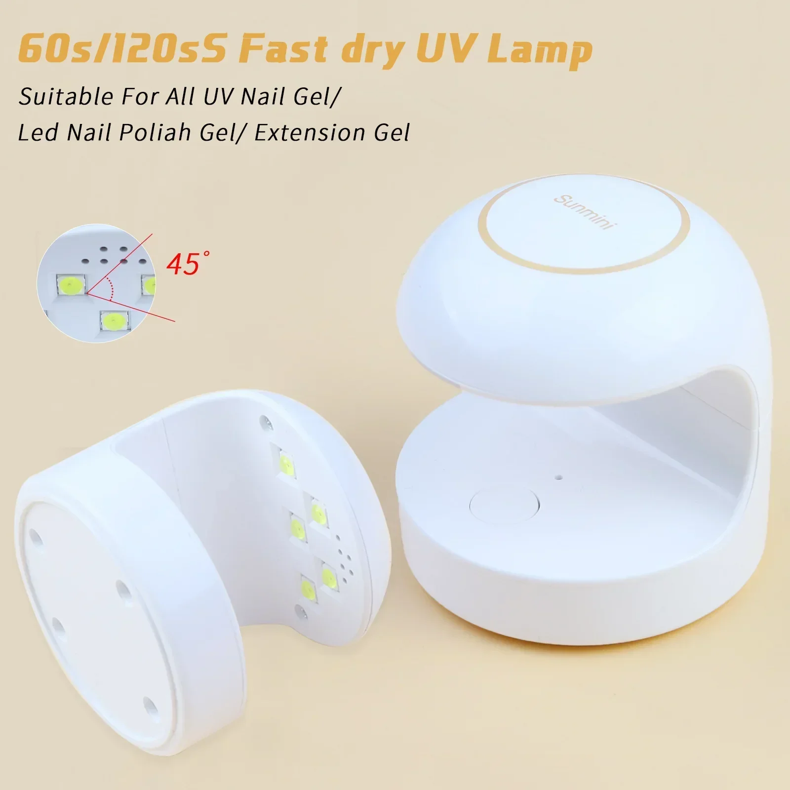 18W Nail Dryer Mini USB UV LED Lamp Nail Art White Egg Shape Design 120S Fast Drying Curing Light for Gel Polish Manicure Tools