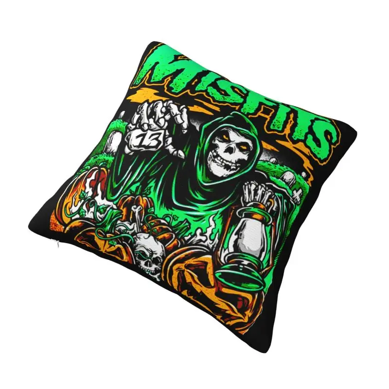 Custom Rock Band Misfits Skull Face Cushion Covers 40x40cm Polyester Heavy Metal Throw Pillow Case for Car Square Pillowcase