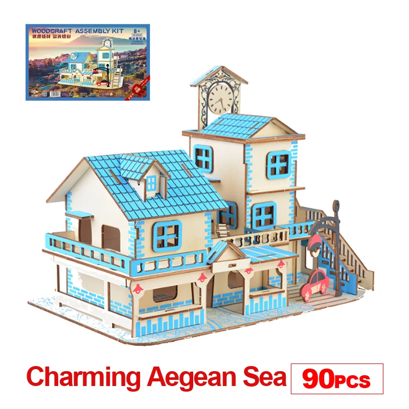 3d Diy Model Speelgoed Houten Puzzel Liefde Egeïsche Gebouw Houten Kit Puzzelspel Gemonteerd Bouwsteen Speelgoed Kinderen Gift Volwassen p41