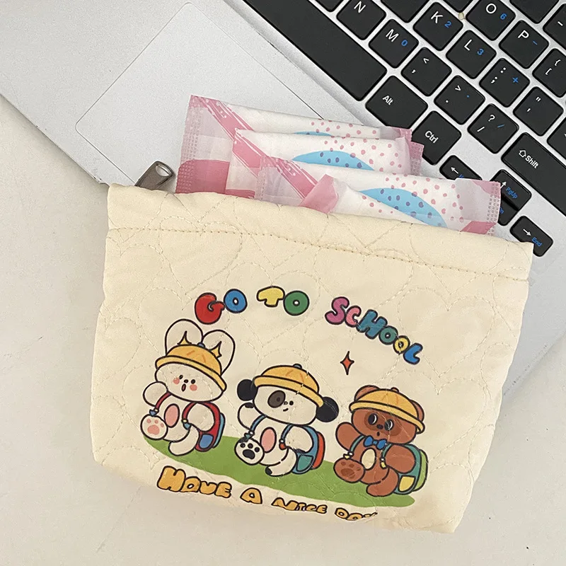 Cute Cartoon Printed Ladies Cosmetic Bag Love Quilting Women\'s Small Storage Bags Sweet Portable Female Clutch Purse Handbags