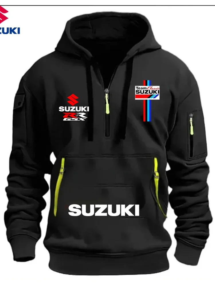 AliExpress Suzuki Logo Men's Outdoor Hoodie 2026 Autumn/Winter New Outdoor Cycling Warm Shirt Half Stand Collar Hoodie