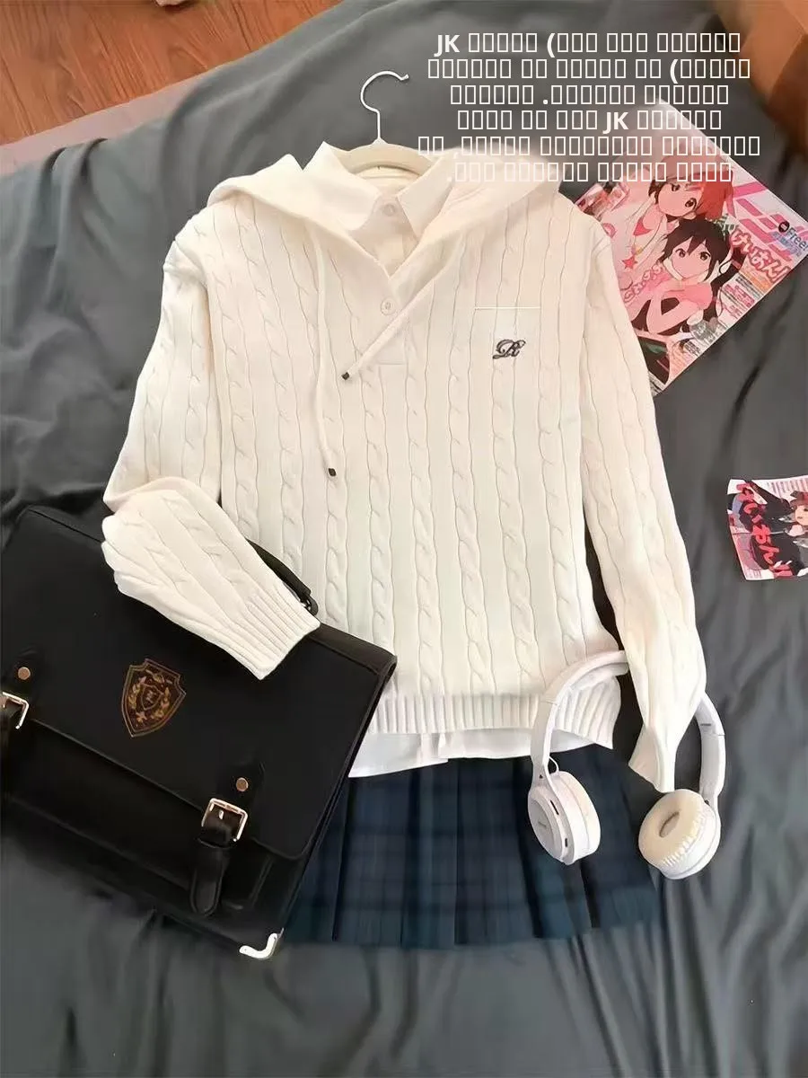 

Вязаный свитер с узором «узелок» и длинными рукавами, в стиле колледж, осенне-зимний, для многослойных образов, в корейском стиле JK, для школьной формы, ветрозащитный