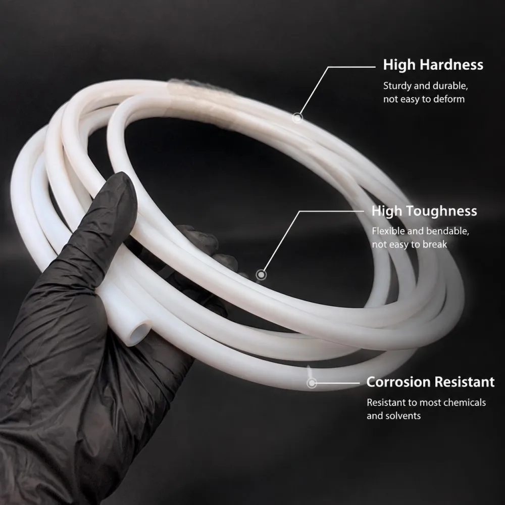 White PTFE Tube 600V ID 1-14mm PTFE Electrical Insulation Material Rigid Pipe Temperature Corrosion Resistance Insulated Tubing
