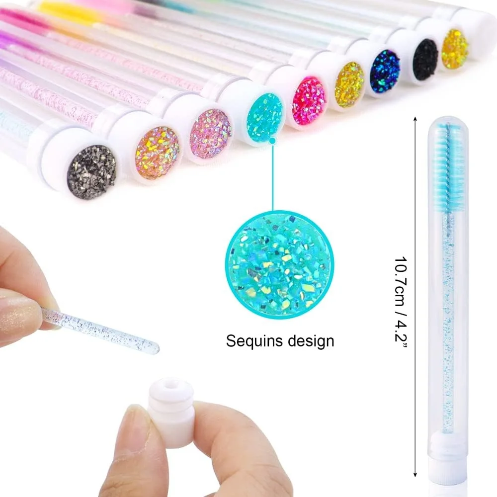 50sets Eyelash Mascara Wands With Tube Reusable Lash Spoolie Brush In Container Disposable Eyebrow Applicator Case Wholesale
