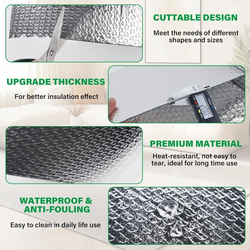 Double Aluminum Foil Bubble Insulation Film 1m x 3m Thermal Reflective Heat Barrier Waterproof Soundproof For Roof Wall