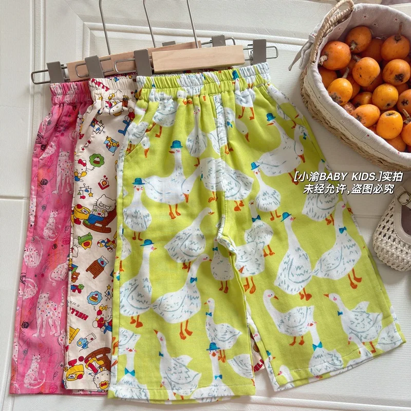 Children's walking pants 2026 spring and summer mosquito-proof pants men and women treasure cute thin pure cotton casual pants