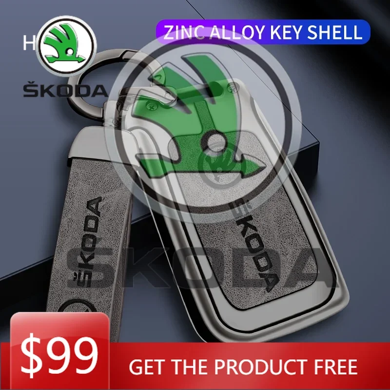 

For Skoda Car Sticker New For Skoda VRS Octavia 1 2 3 Rapid Kodiaq Karoq RS Fabia Kamiq Superb Zinc Alloy Car Key Case Accessori
