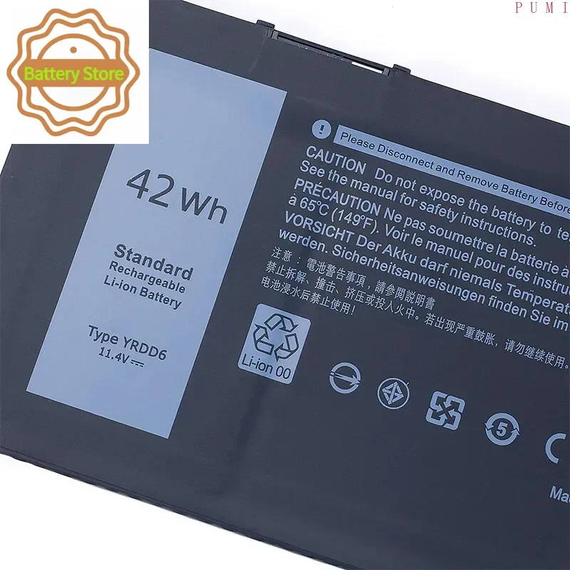 YRDD6 11.4V 42Wh Laptop Battery For Dell Vostro 3491 3591 3490 3590 3501 Inspiron 5481 5482 5485 5491 5591 5485 5585 548