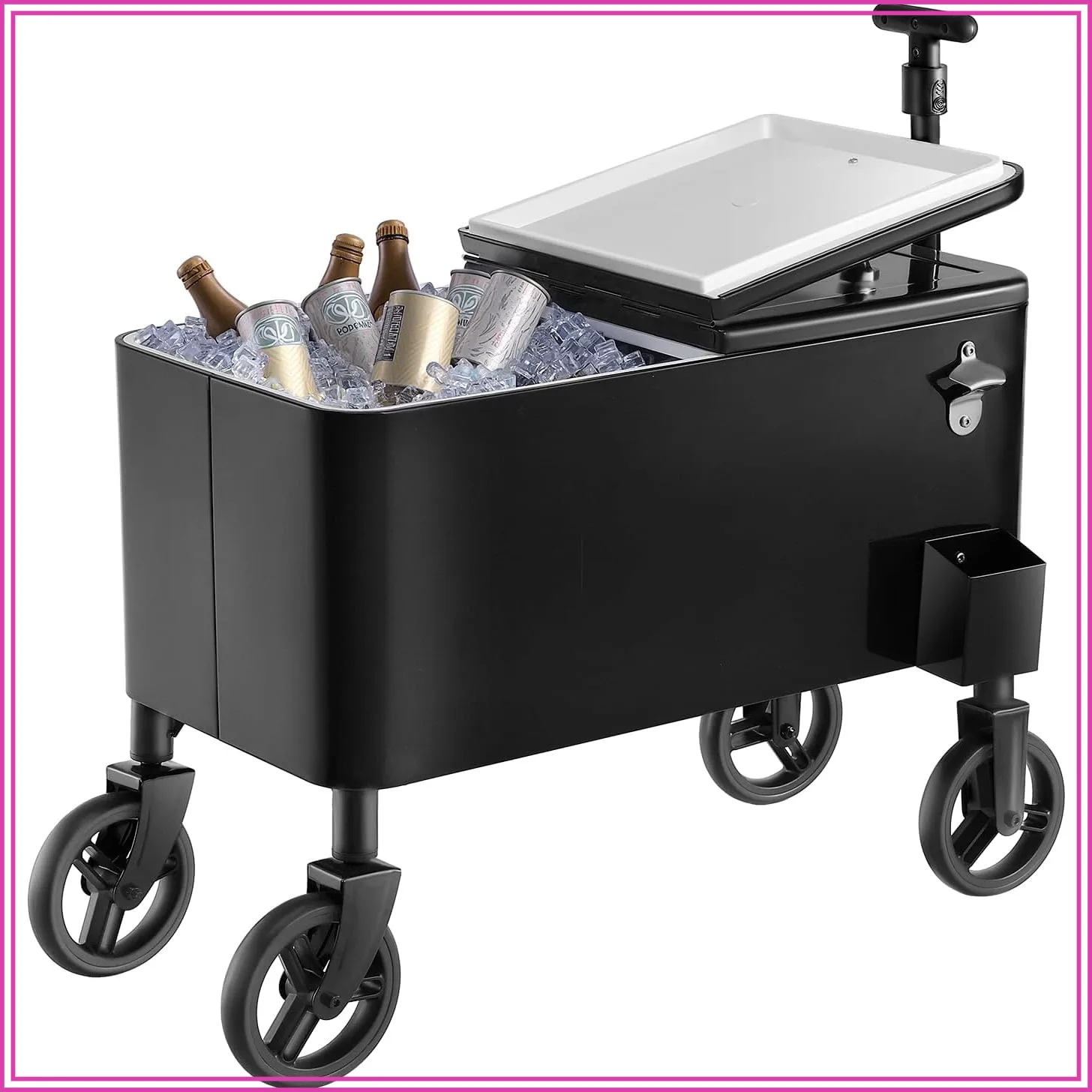 Factory Direct 2026 80QT Rolling Ice Chest Cart, Telescopic Handle, Swivel Wheels, Portable Cooler for Beach Camping Party,
