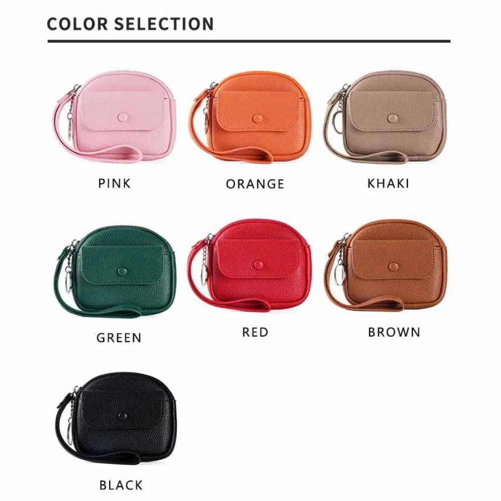 Retro with Wrist Lanyard Handheld Wallet Solid Color Korean Style Zipper Coin Purse Mini Earphone Pouch Small Item Bag Men